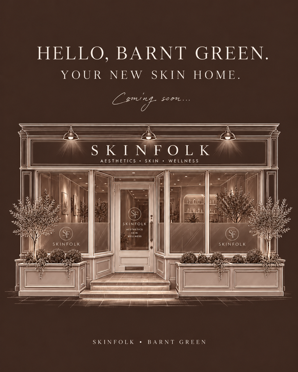Skinfolk Barnt Green, illustration of the new clinic shopfront, coming soon