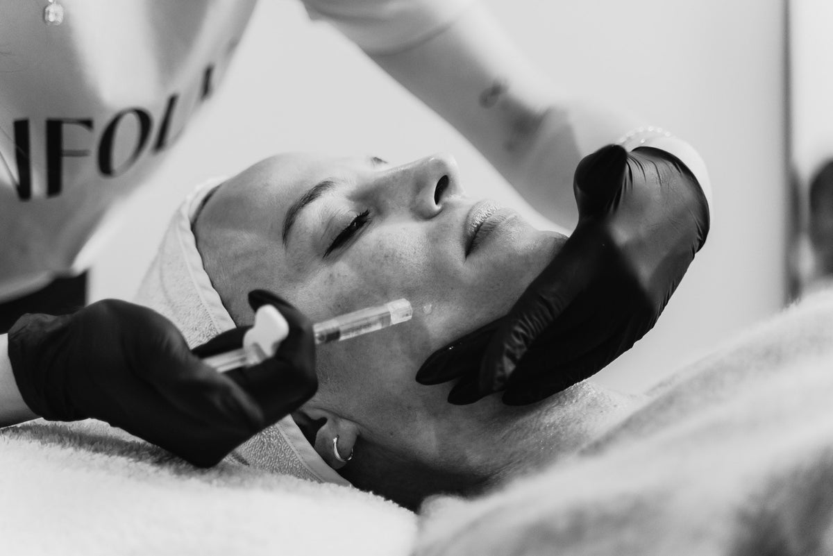 Injectable treatment at Skinfolk, black and white